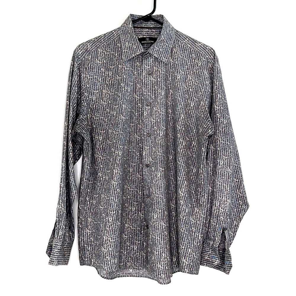 BUGATCHI UOMO Paisley Stripes Button Down Shirt size Medium